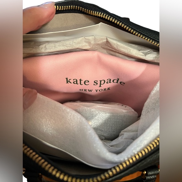 Kate Spade NWT Gramercy Black Peppled Leather Satchel Crossbody Bag - Picture 12 of 13